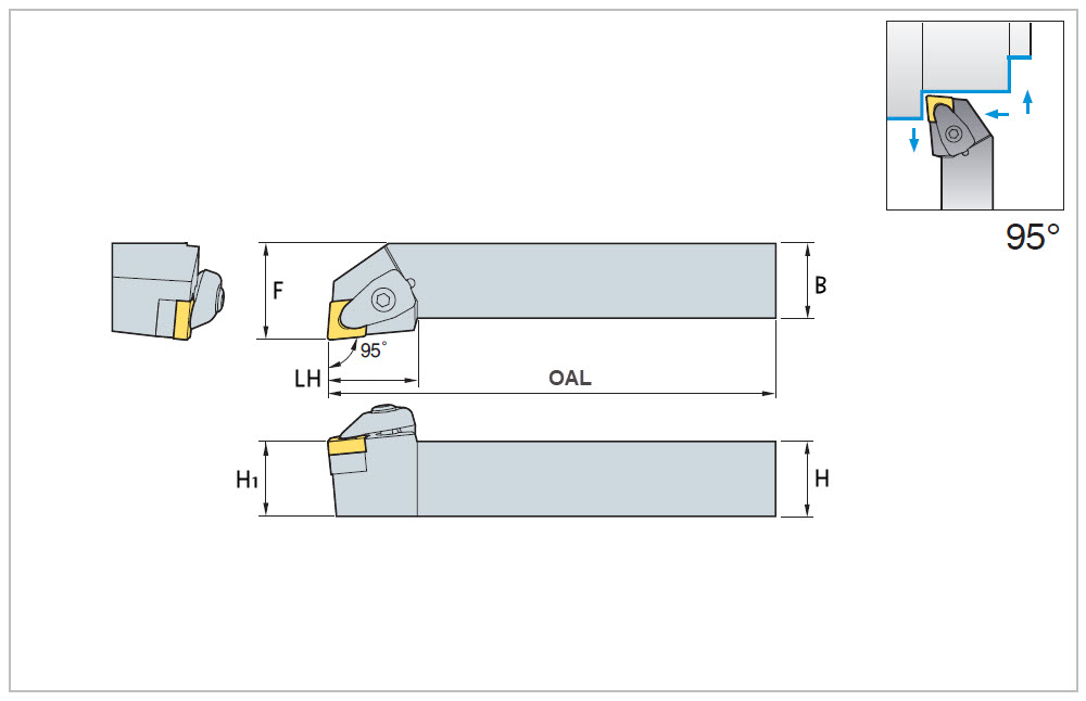 DCLNR2525-M12, 25mm Square Steel Shank External (OD) Turning Tool