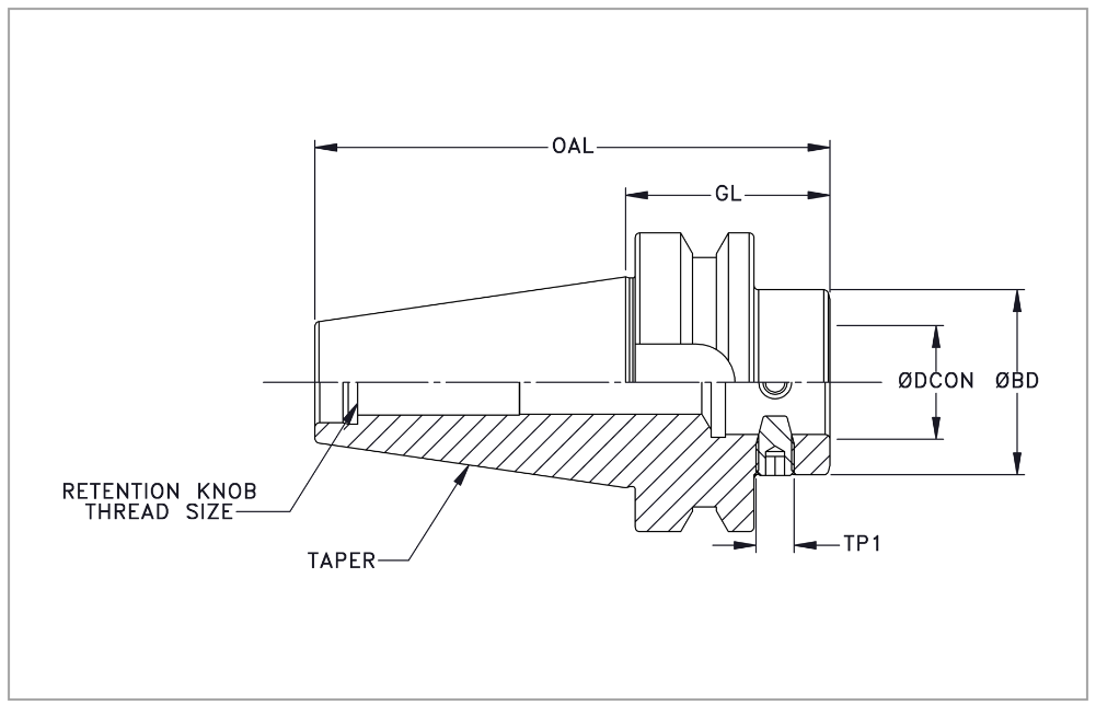 BT40 Boring Head Holder, 22mm Pilot Bore x 43mm Gage Length, TSC