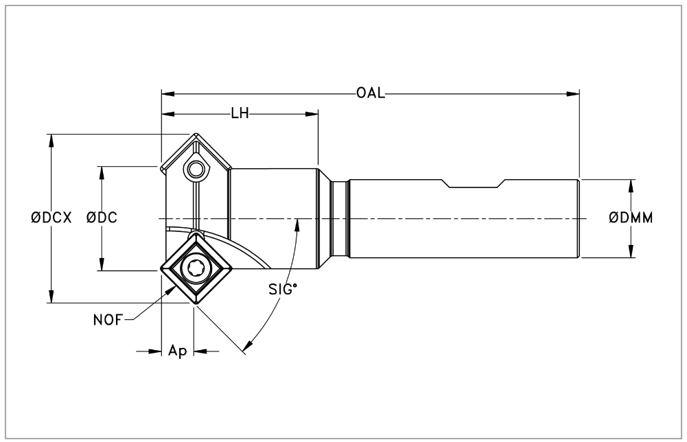 45° Indexable Chamfer Mill, 1.25 in  1-1/4