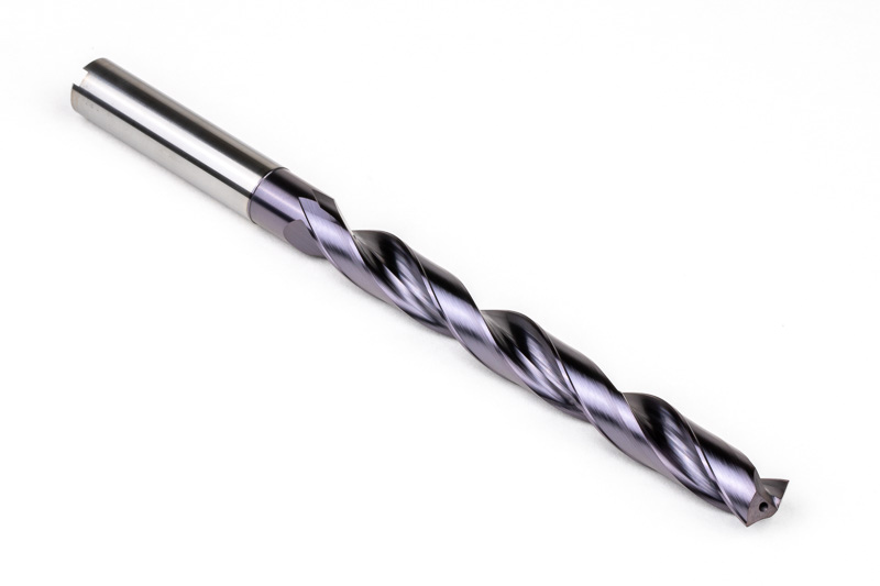 9.9mmØCarbideDrill,10mmShankx140°PointAnglex30°Helix,8XD,2Flute,TiAlNCoated,GP,TSC