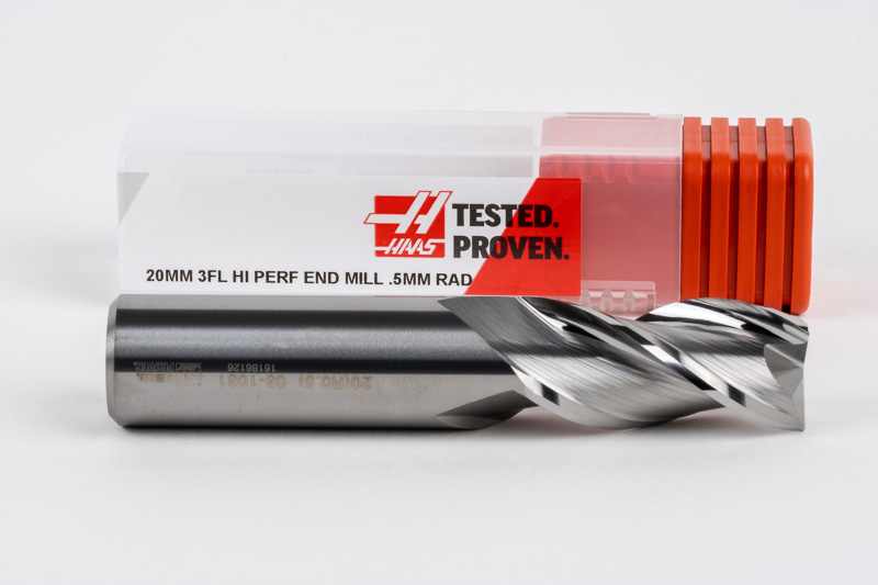 20mm Ø Carbide End Mill, 3 Flute, Uncoated, 20mm Shank x 40mm LOC