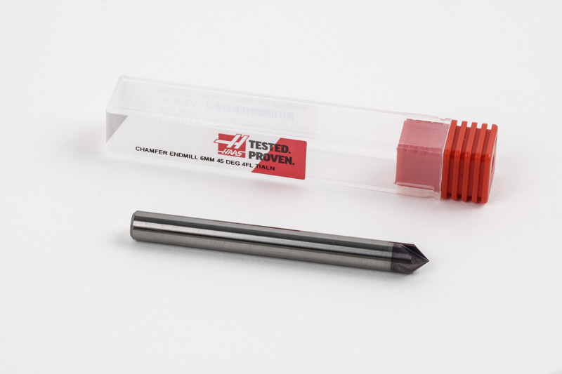 6mm Dia. 45° Carbide Chamfer Mill, 4 Flute, TiAlN Coated, 3mm LOC