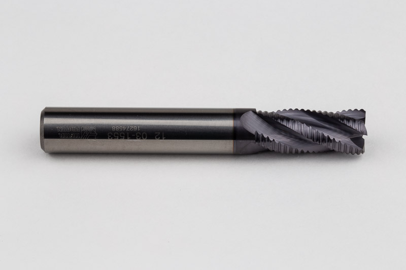 12mm Dia. Carbide Fine Roughing End Mill, 4 Flute, TiAlN Coated
