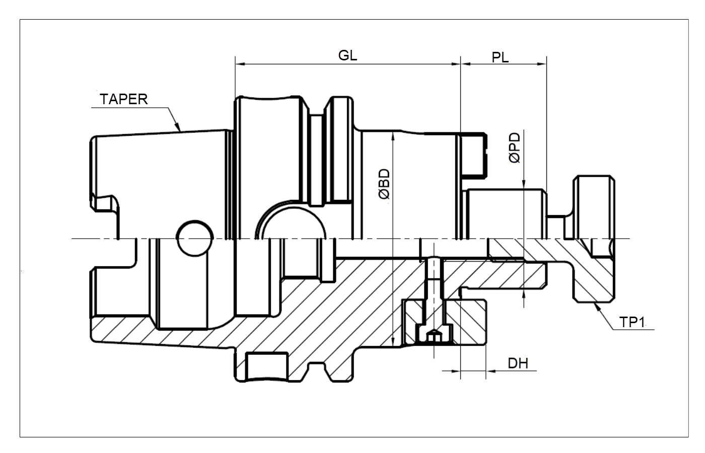 HSK63A Shell Mill Holder, 16mm Pilot Diameter x 50mm Gage Length