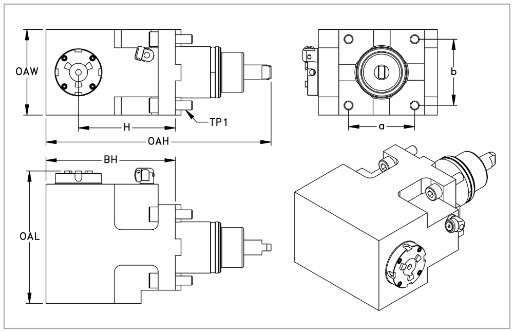 BMT45, 90° Axial Modular PRECI-FLEX® 20 Live/Driven Holder, Haas