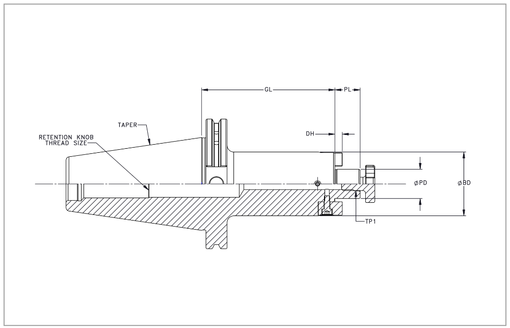 SK50 Shell Mill Holder, 22mm Pilot Diameter x 100mm Gage Length