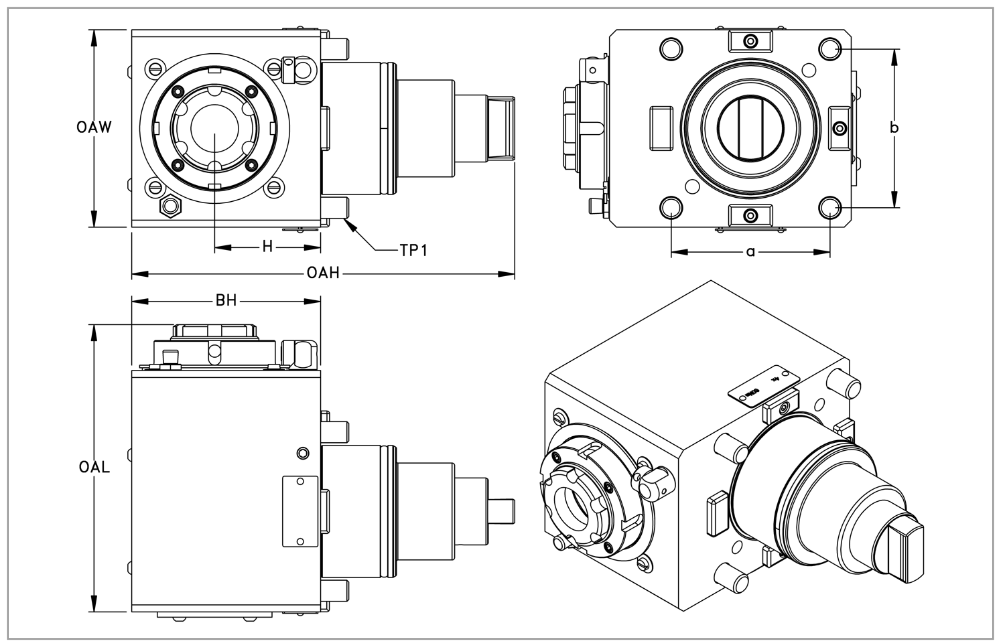 BMT75, 90° Axial Modular PRECI-FLEX® 40 Live/Driven Holder, Haas