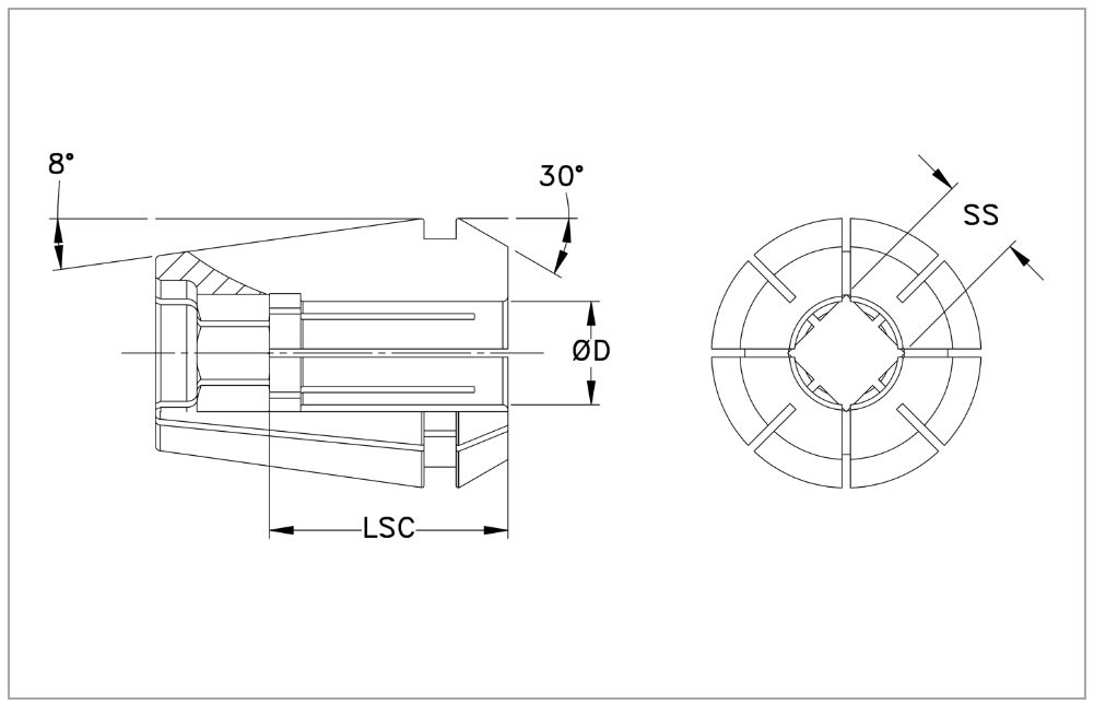 ER20 #0 - #6 Tap Collet, 0.141