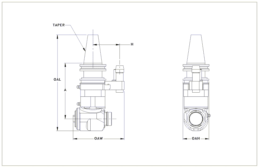 Right-Angle BT40 Half-Series Drill/Mill Angle Head, Haas