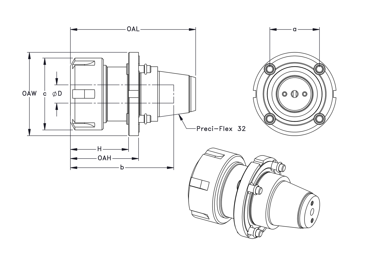 BMT65, Modular PRECI-FLEX® 32 Adapter, ER32 Collet Chuck x 47.5mm