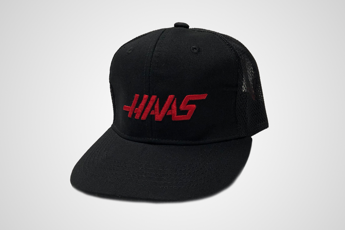 Haas Trucker-Style Snapback Cap, Black