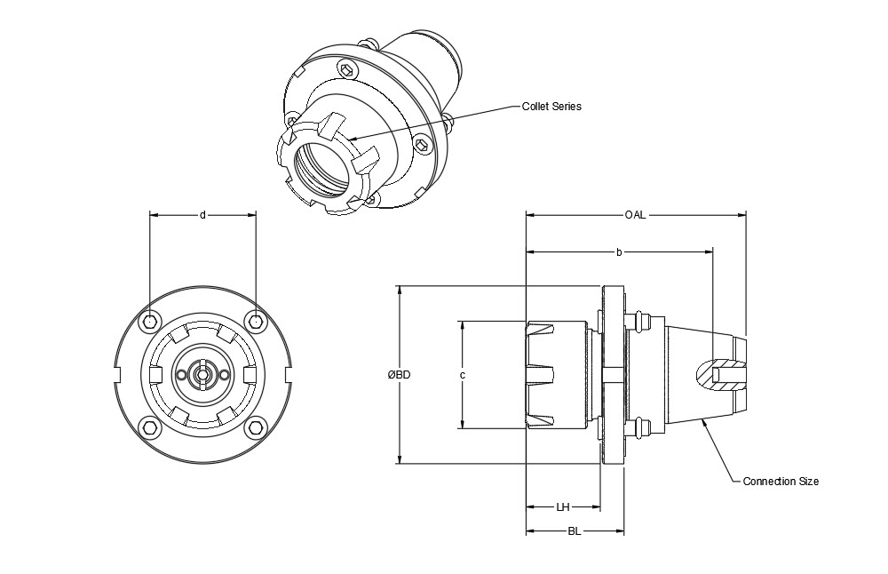 BMT65, Modular PRECI-FLEX® 32 Adapter, ER25 Collet Chuck x 32.5mm